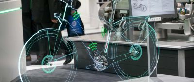 Das gläserne Fahrrad auf der Sonderschau «Intelligente Fluid- und Antriebstechnik»