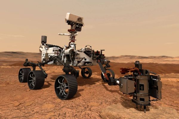 Der Perseverance Rover entnimmt eine Probe auf dem Mars