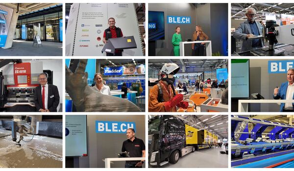 Eine Fotocollage der Blechbearbeitungsmesse Ble.ch in Bern