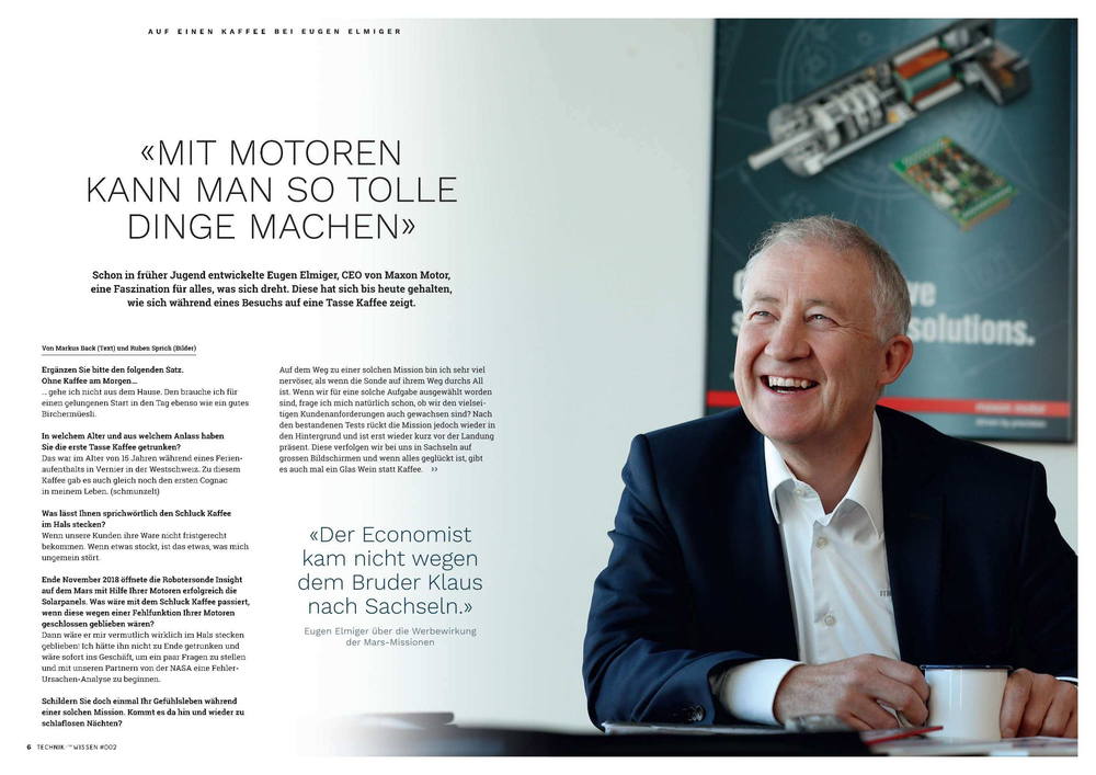 Printmagazin Technik und Wissen Interview Maxon CEO Eugen Elmiger