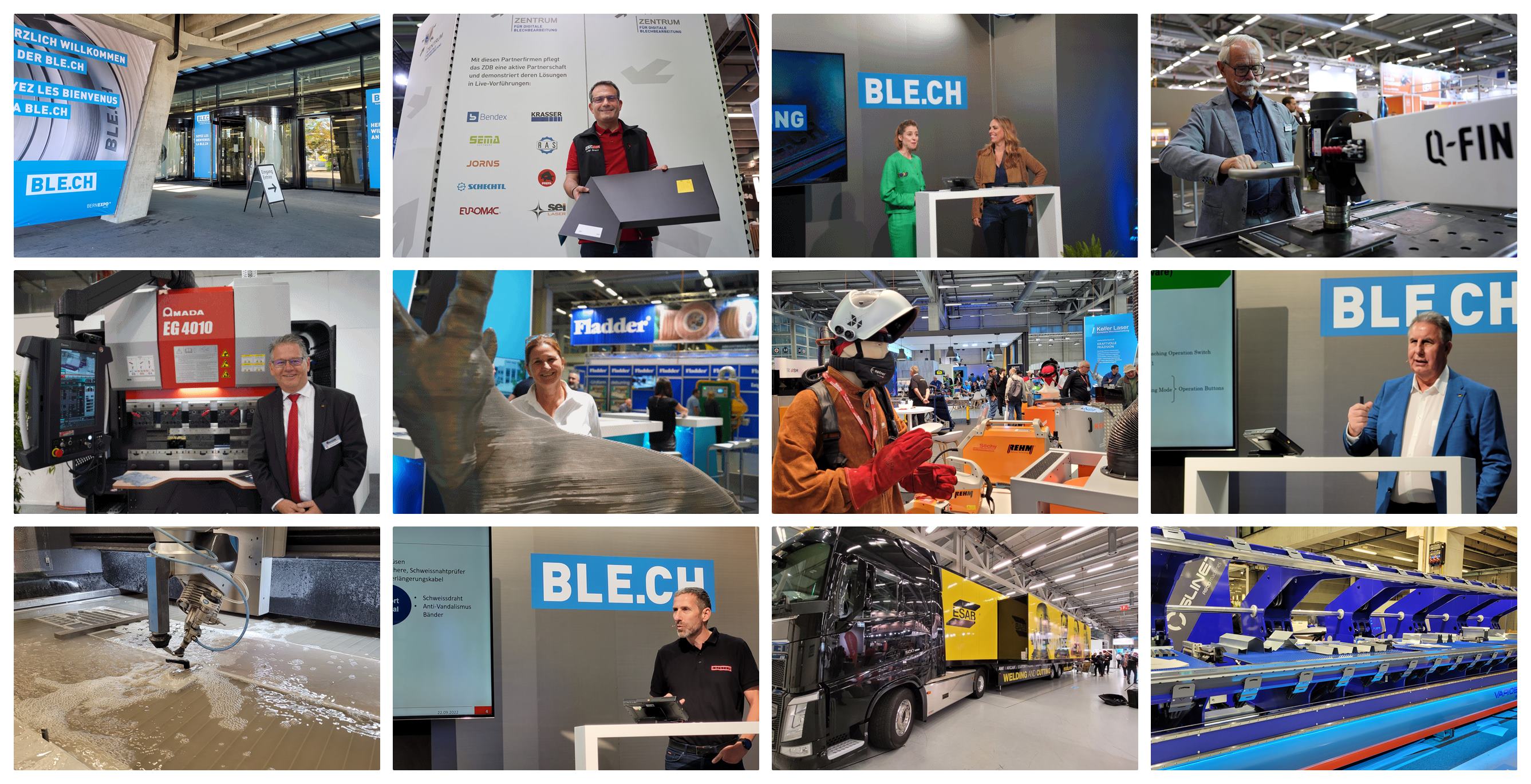 Messe Ble.ch 2022 - Collage Eine Fotocollage der Blechbearbeitungsmesse Ble.ch in Bern
