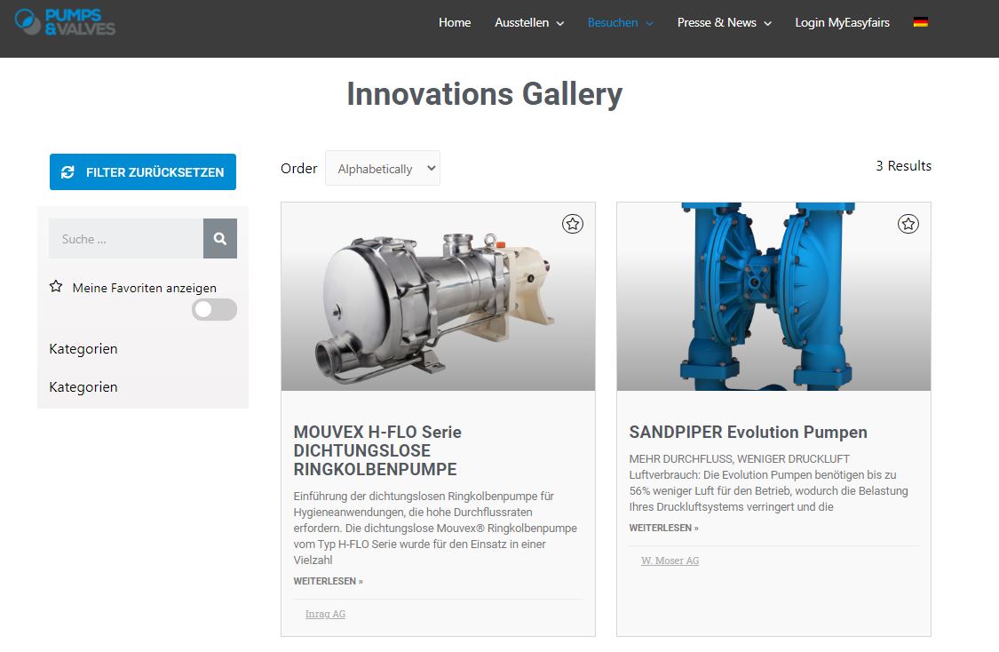 Innovations Gallery der Pumps 