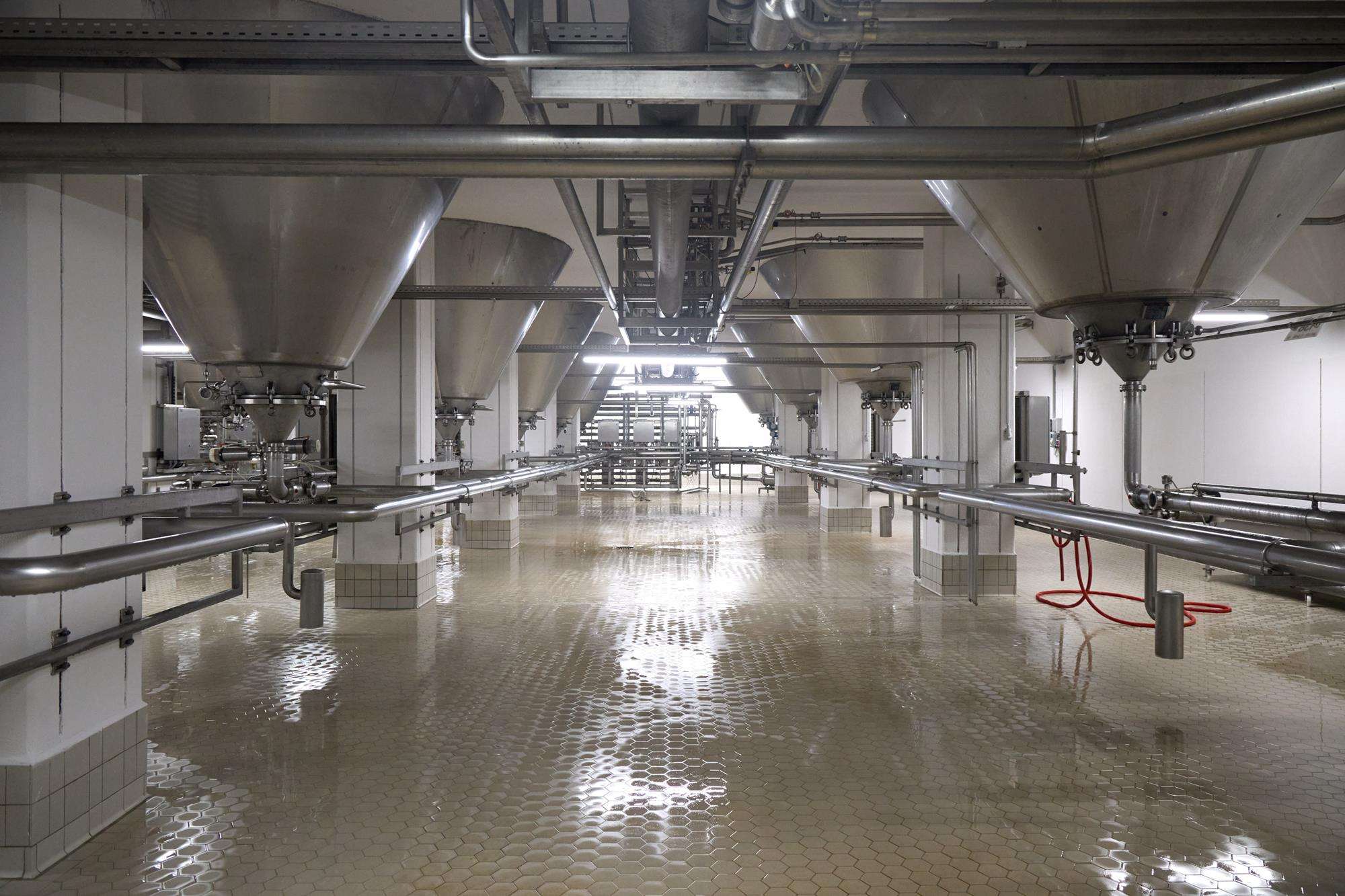 In den 39 riesigen Lagertanks gärt das Bier, bevor es zur Abfüllung gepumpt wird. In den 39 riesigen Lagertanks gärt das Bier, bevor es zur Abfüllung gepumpt wird.