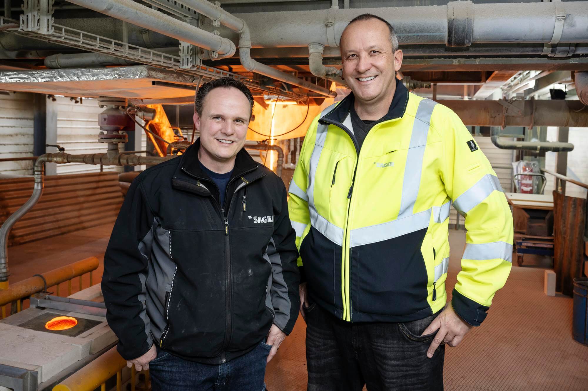 Marc Loosli, Leiter Instandhaltung und Stephan Läuchli, Betriebsleiter bei Sager Marc Loosli, Leiter Instandhaltung und Stephan Läuchli, Betriebsleiter bei Sager