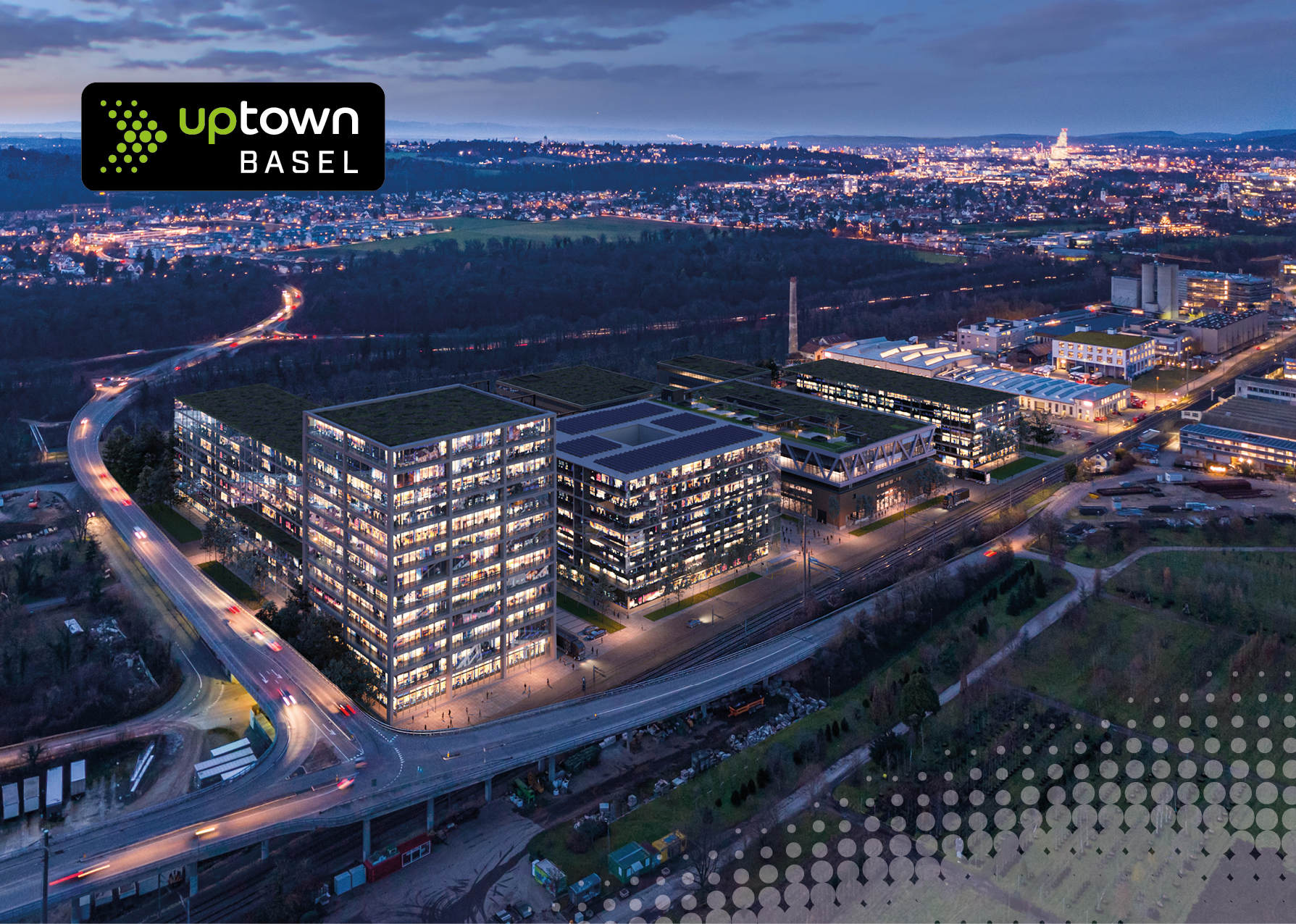Ideenschmiede uptownBasel in Arlesheim (bei Nacht)