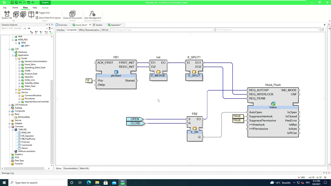 Softwareoberfläche des EcoStruxure Automation Expert